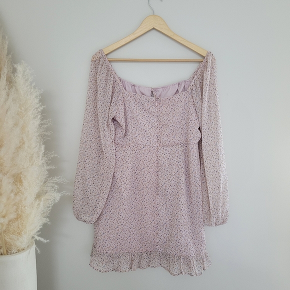 Floral chiffon mini dress - Dusty rose barbie size large - Picture 5 of 7